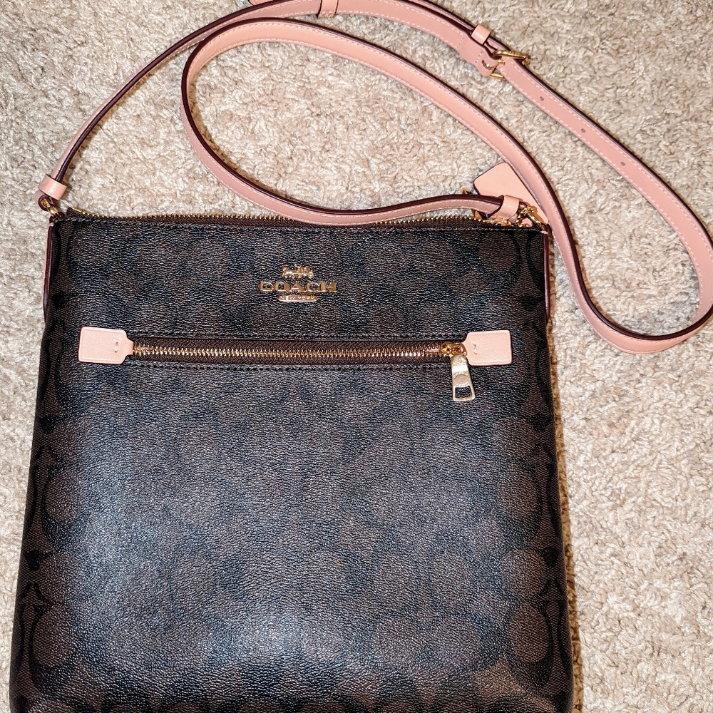 COACH Rowan File Bag In Signature Canvas - True Pink - Like New